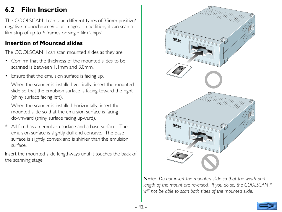 2 film insertion, Film insertion | Nikon 35mm User Manual | Page 42 / 52