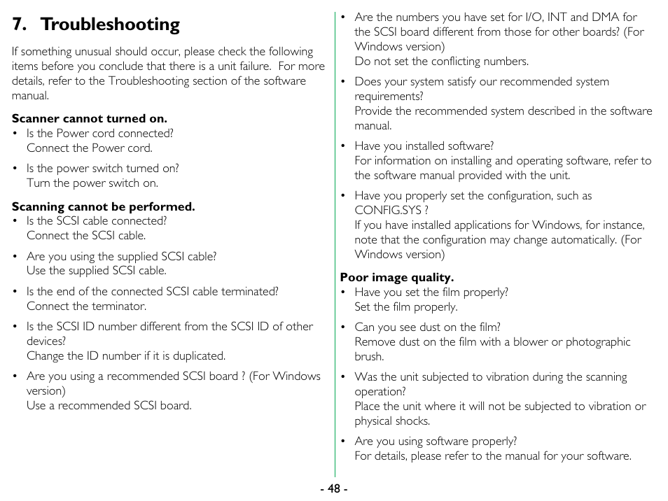 Troubleshooting | Nikon 35mm User Manual | Page 48 / 52