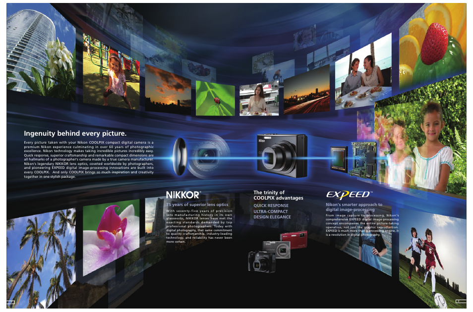 Ingenuity behind every picture, The trinity of coolpix advantages | Nikon Coolpix Compact Digital Camera User Manual | Page 2 / 17