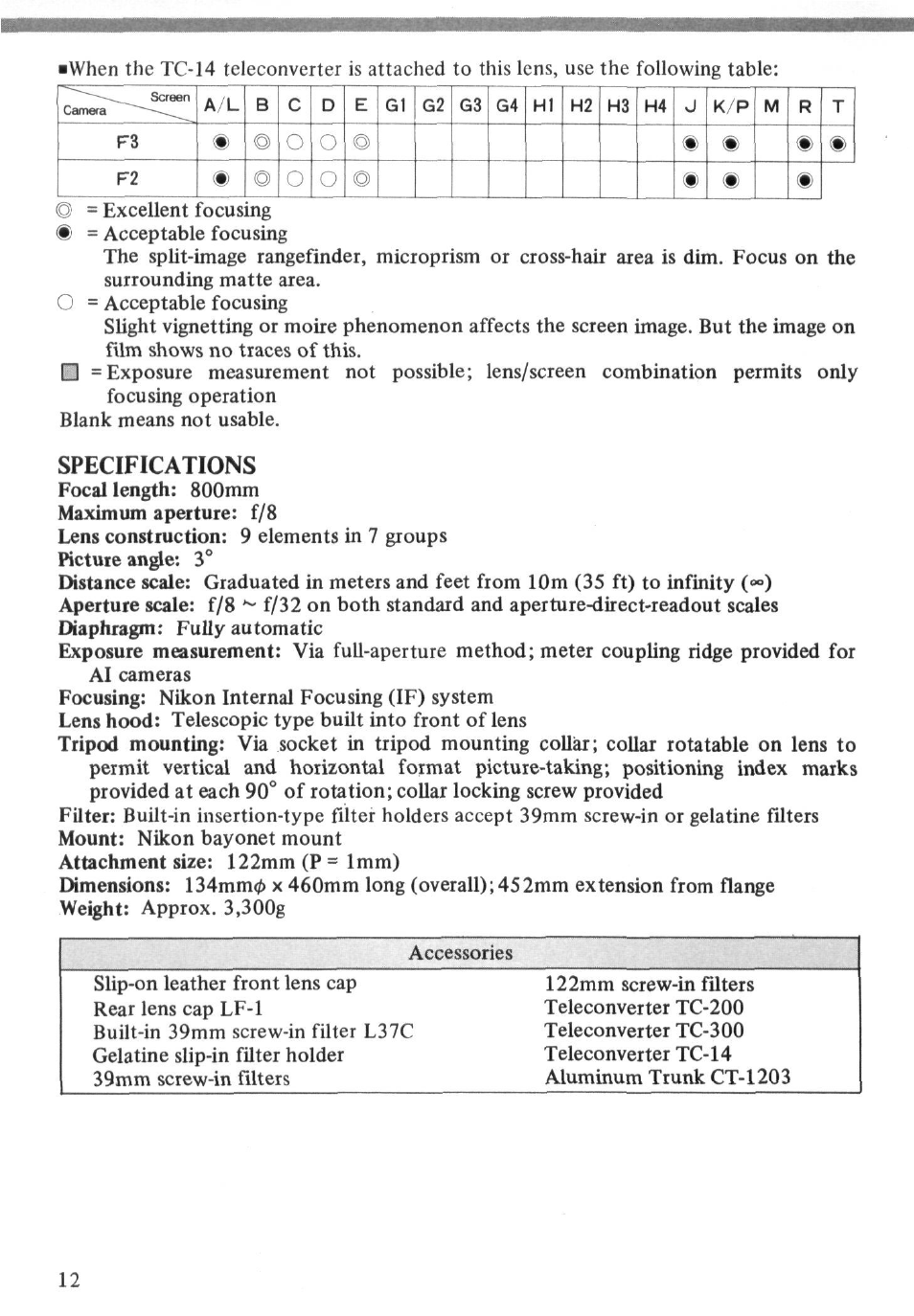 Specifications | Nikon ED User Manual | Page 12 / 30