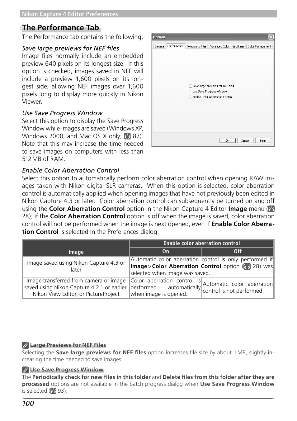 The performance tab | Nikon Capture 4 User Manual | Page 104 / 161