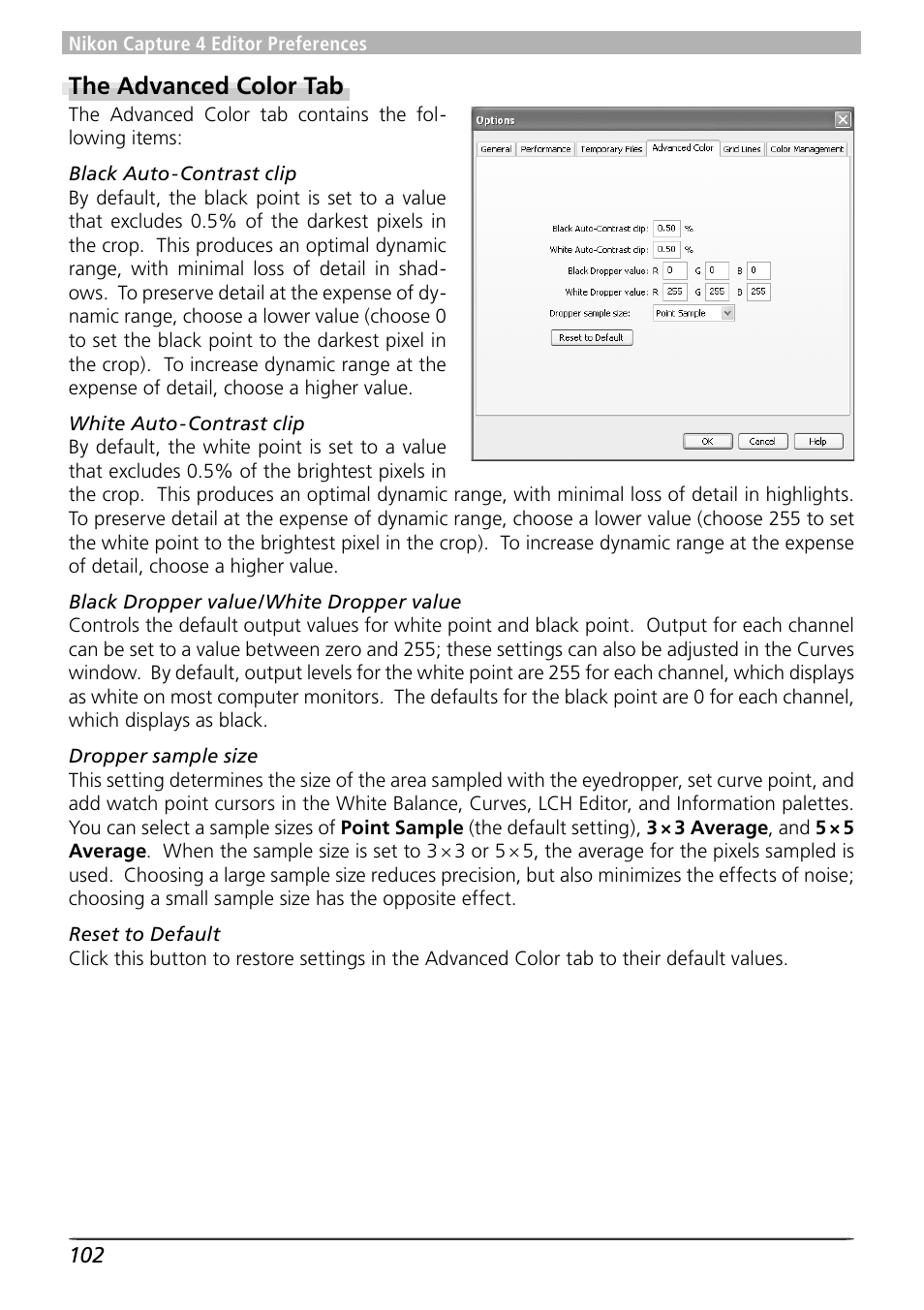 The advanced color tab | Nikon Capture 4 User Manual | Page 106 / 161