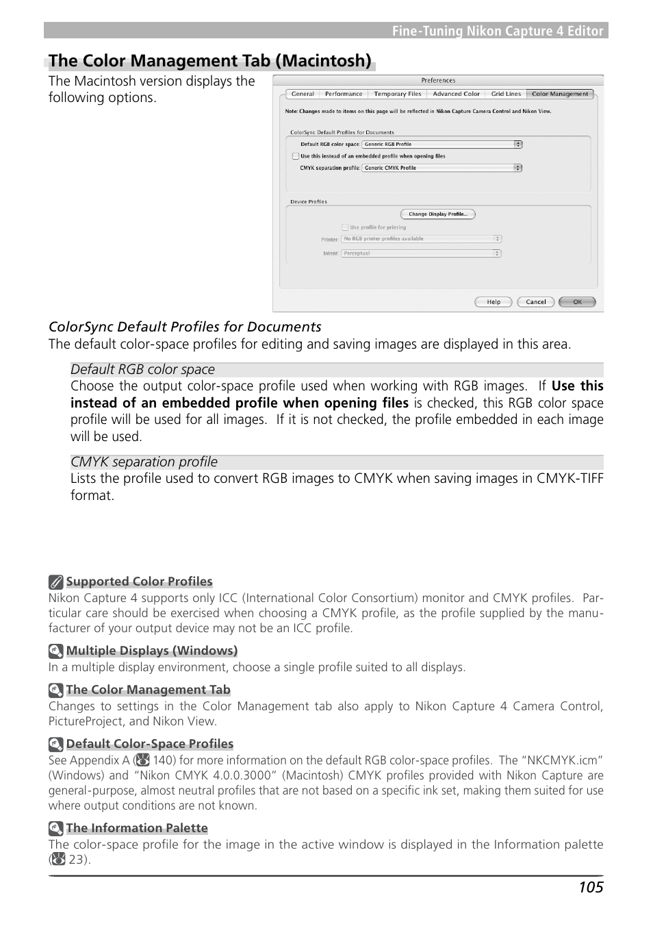 The color management tab (macintosh) | Nikon Capture 4 User Manual | Page 109 / 161