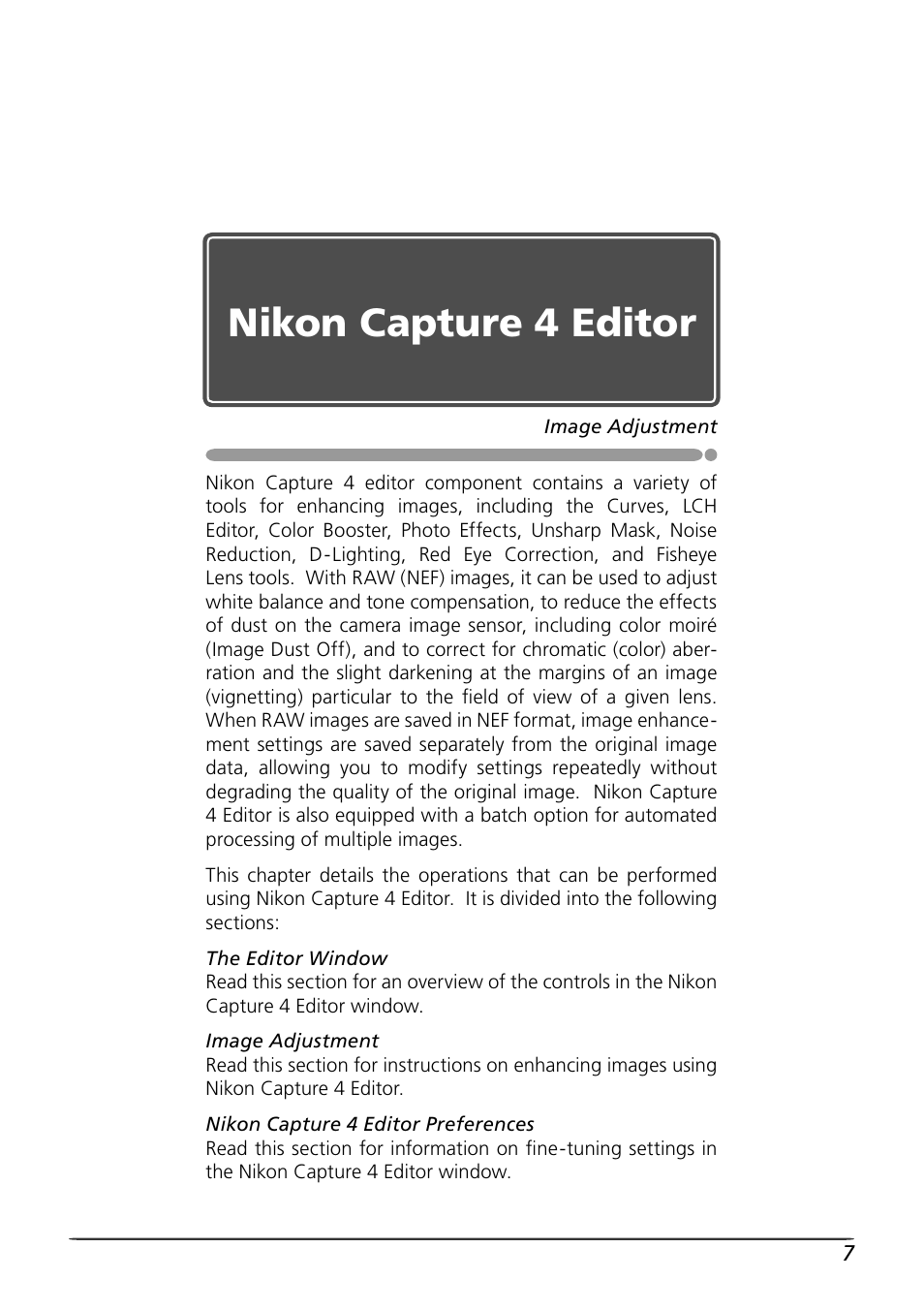 Nikon capture 4 editor | Nikon Capture 4 User Manual | Page 11 / 161