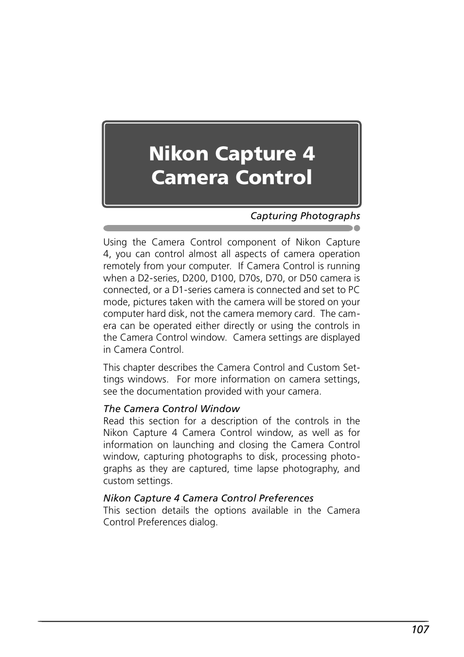 Nikon capture 4 camera control | Nikon Capture 4 User Manual | Page 111 / 161