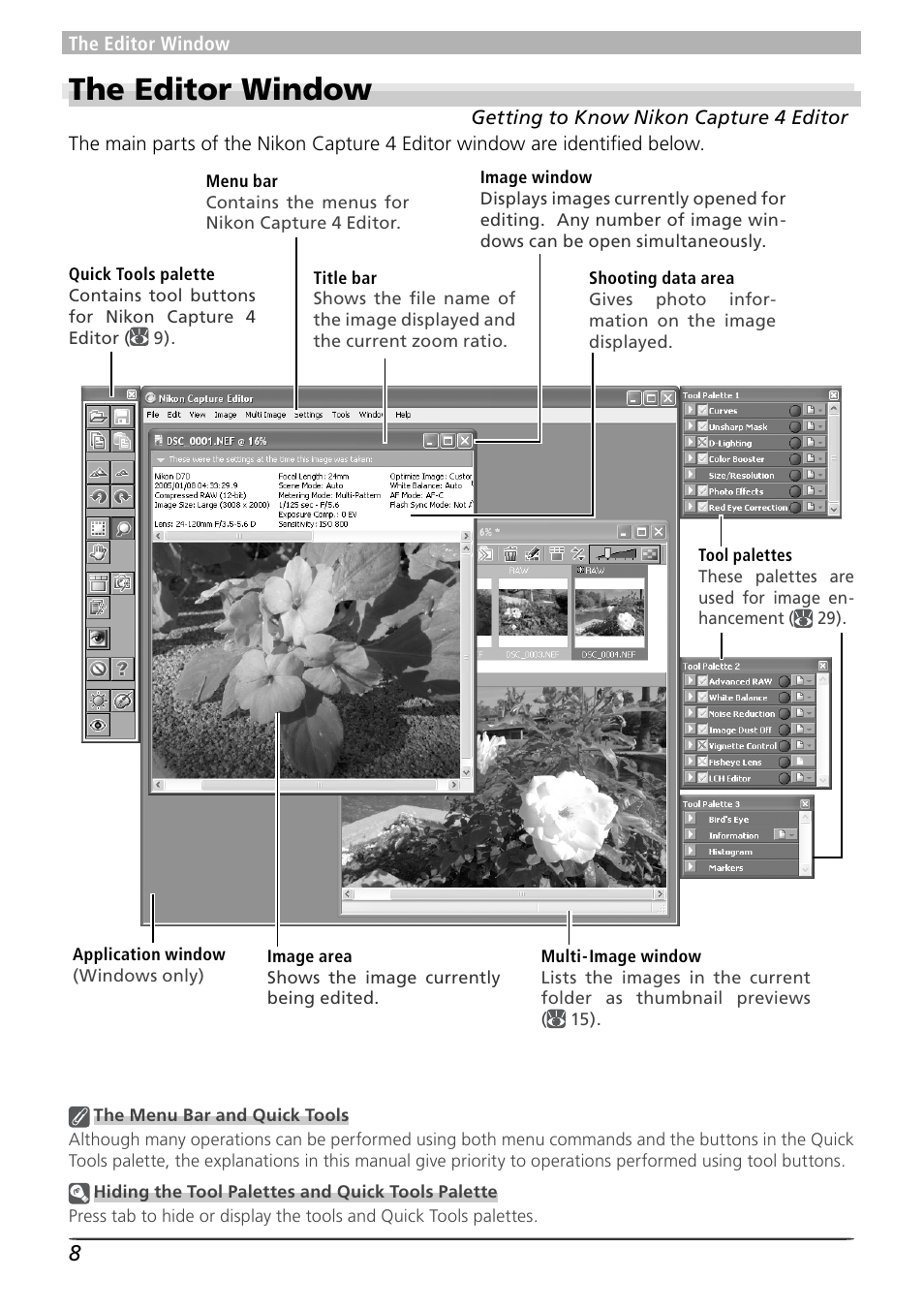 The editor window | Nikon Capture 4 User Manual | Page 12 / 161