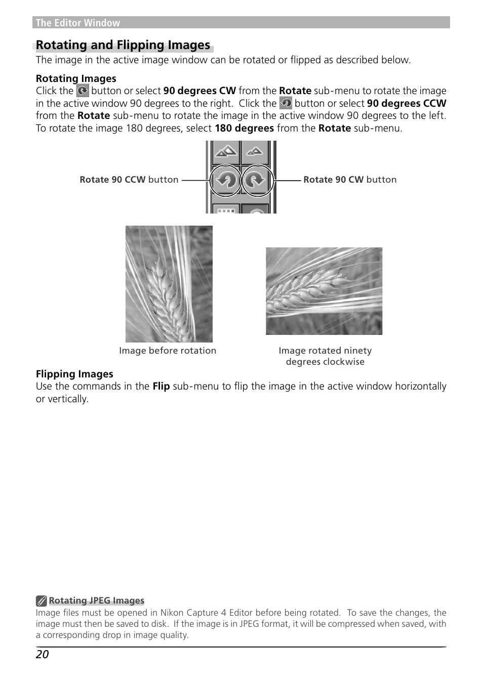 Rotating and flipping images | Nikon Capture 4 User Manual | Page 24 / 161