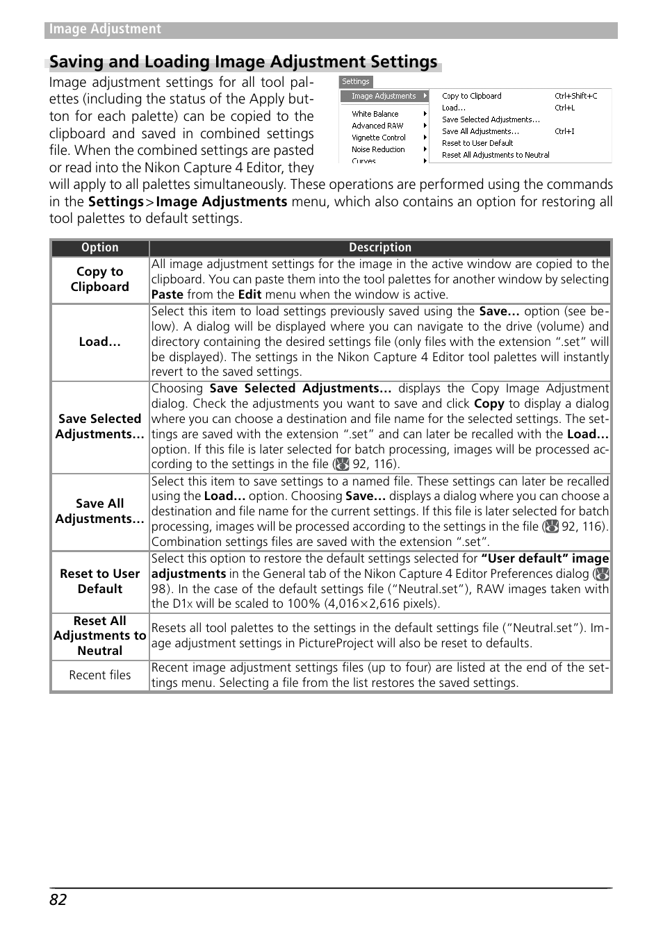 Saving and loading image adjustment settings | Nikon Capture 4 User Manual | Page 86 / 161