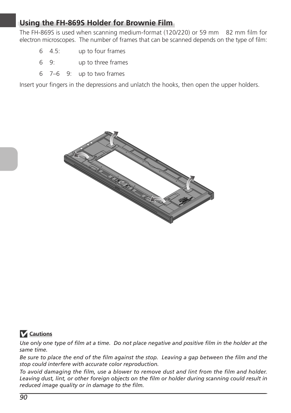 Using the fh-869s holder for brownie film | Nikon LS8000 User Manual | Page 100 / 148