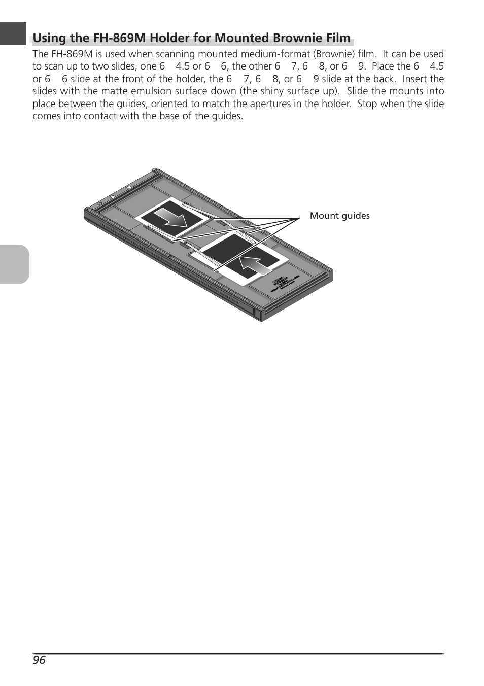 Using the fh-869m holder for mounted brownie film | Nikon LS8000 User Manual | Page 106 / 148