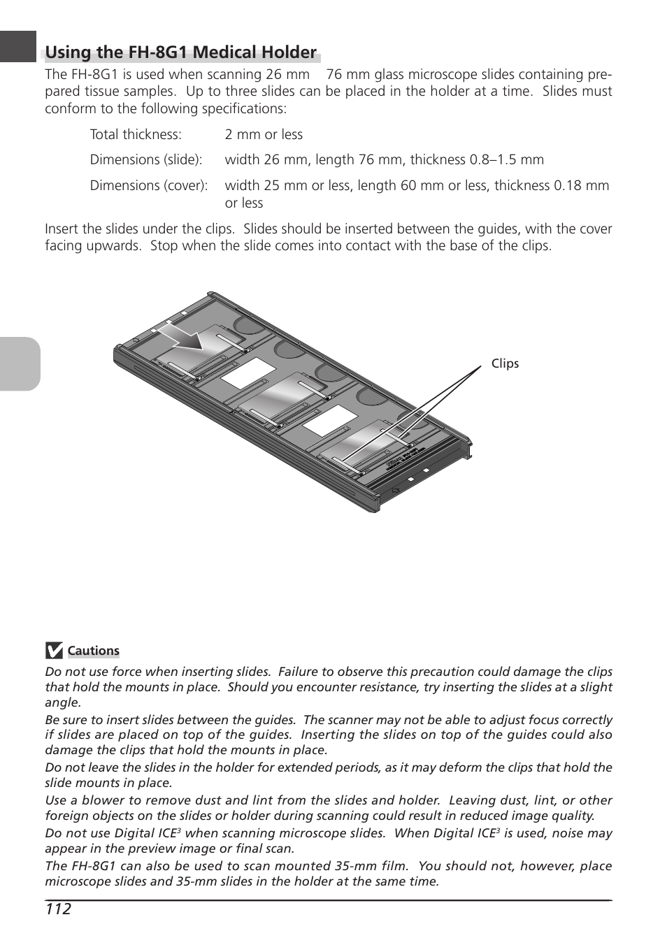 Using the fh-8g1 medical holder | Nikon LS8000 User Manual | Page 122 / 148