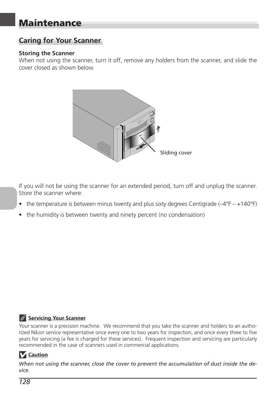 Maintenance | Nikon LS8000 User Manual | Page 138 / 148