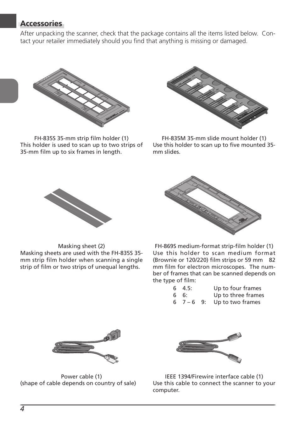 Accessories | Nikon LS8000 User Manual | Page 14 / 148