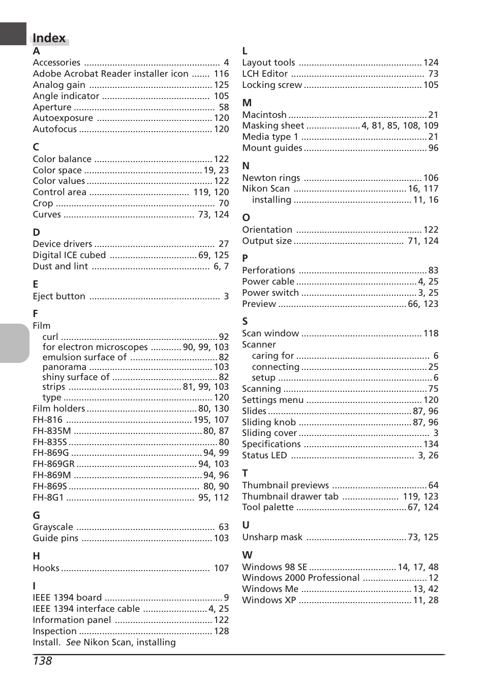 Index | Nikon LS8000 User Manual | Page 148 / 148