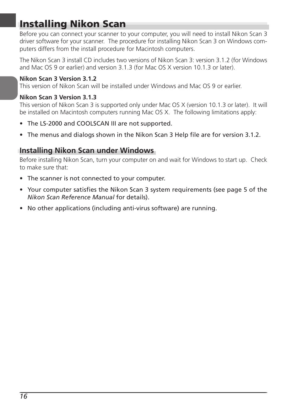 Installing nikon scan | Nikon LS8000 User Manual | Page 26 / 148