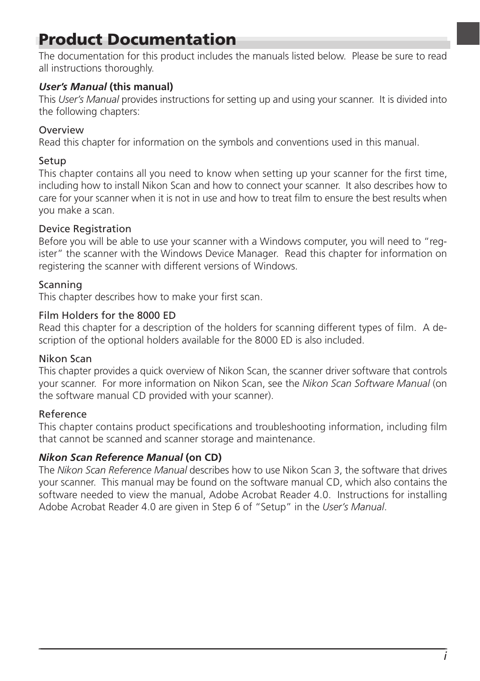 Product documentation | Nikon LS8000 User Manual | Page 3 / 148