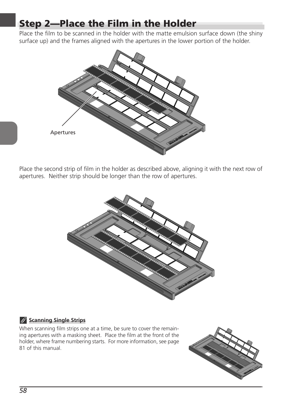 Step 2—place the film in the holder | Nikon LS8000 User Manual | Page 68 / 148