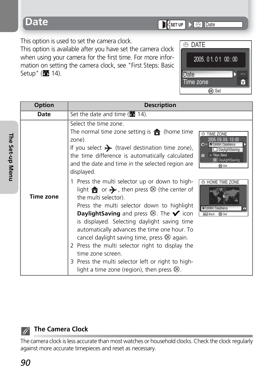 Date, Date time zone date date | Nikon COOLPIX4600 User Manual | Page 100 / 128