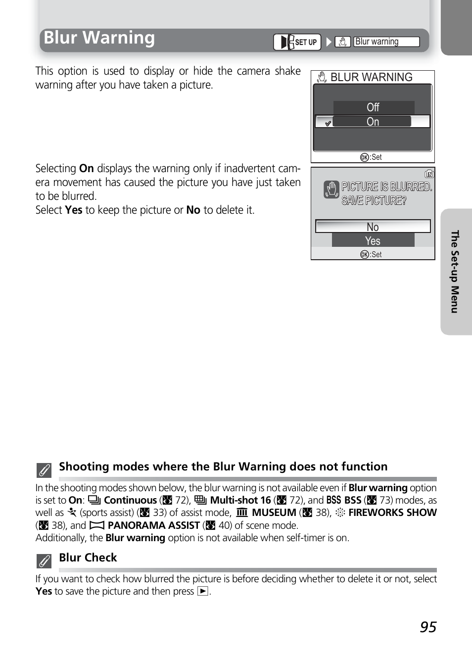 Blur warning | Nikon COOLPIX4600 User Manual | Page 105 / 128