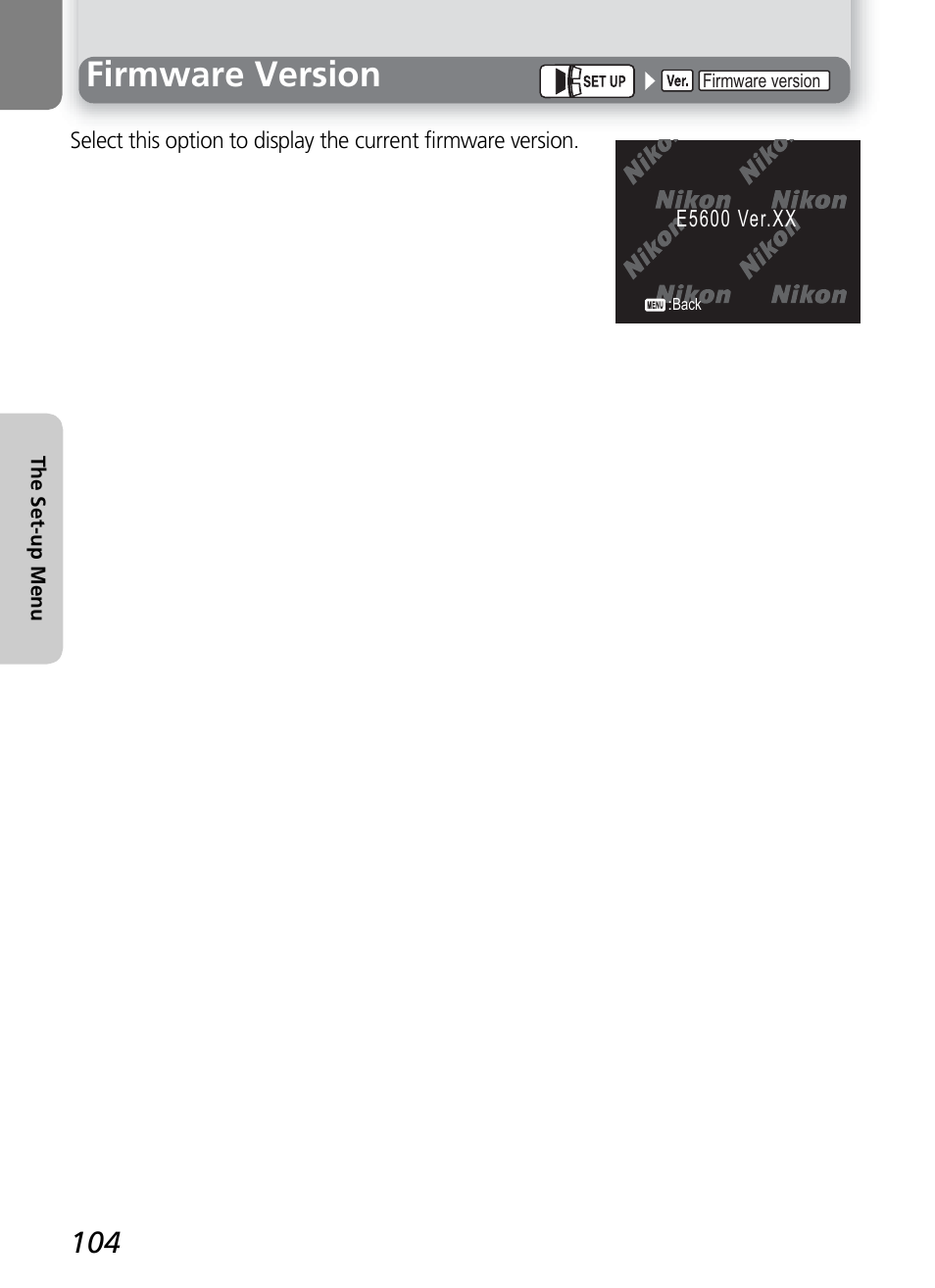 Firmware version | Nikon COOLPIX4600 User Manual | Page 114 / 128