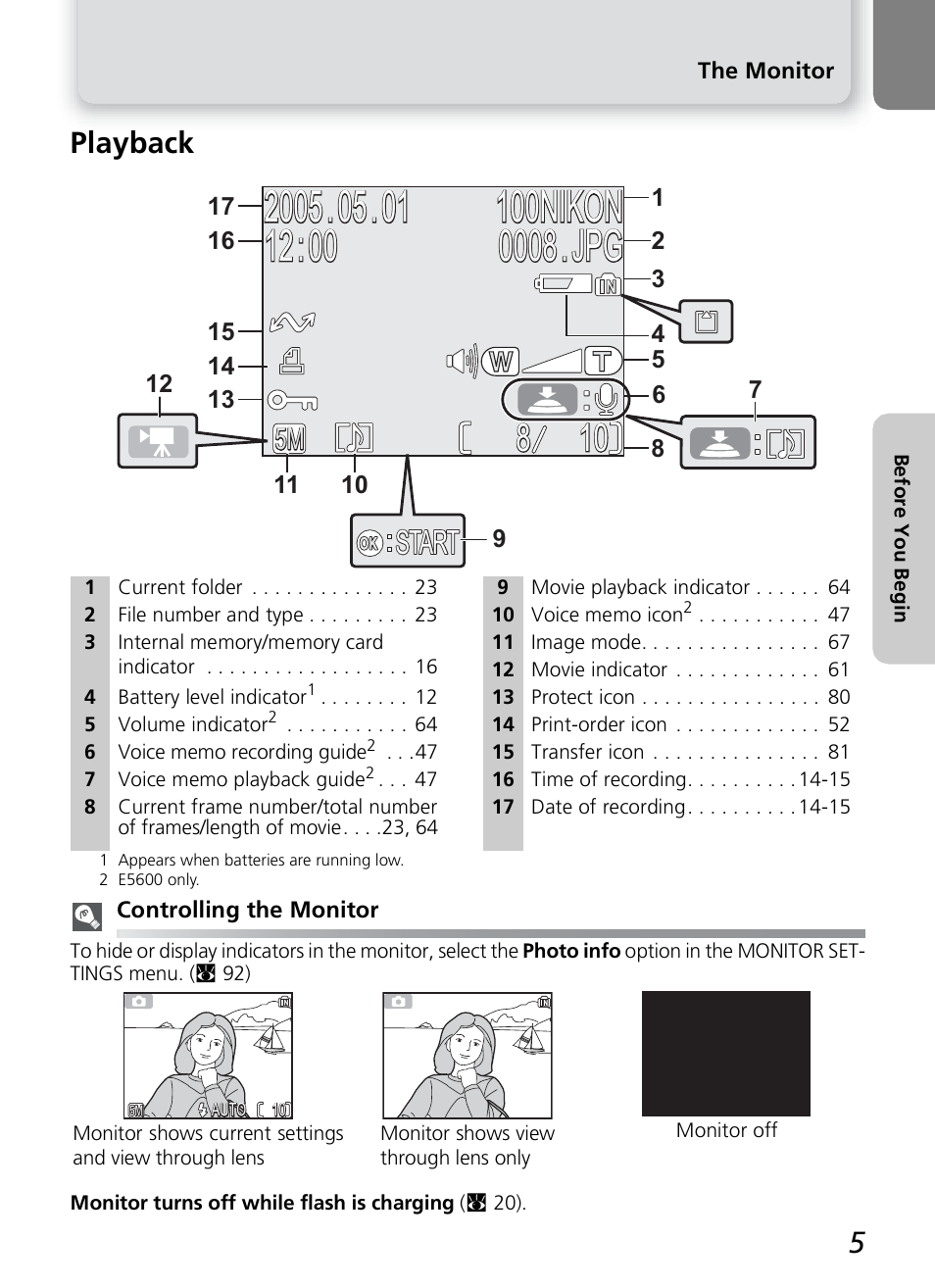 Start, Playback | Nikon COOLPIX4600 User Manual | Page 15 / 128