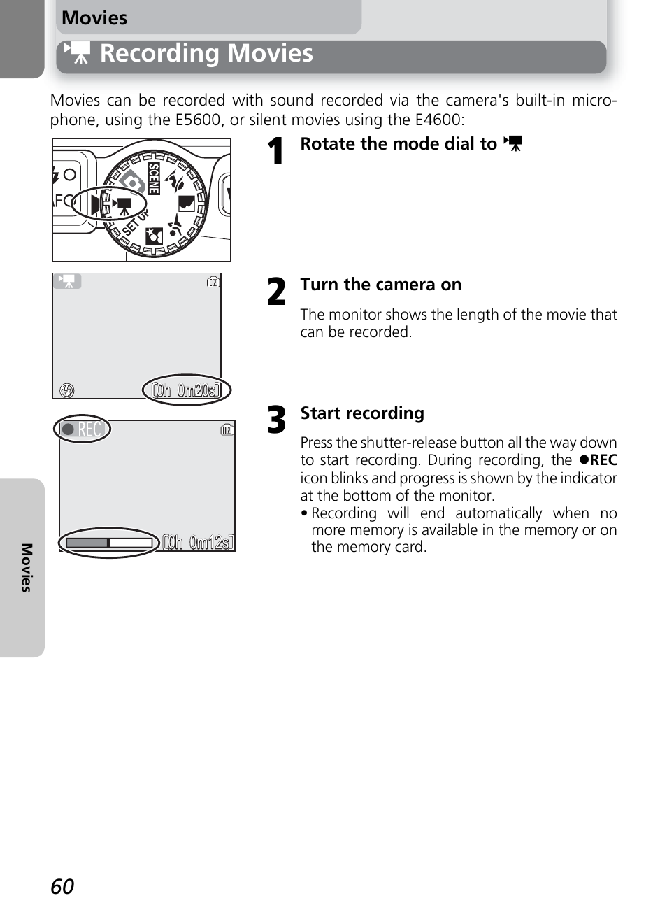 W recording movies | Nikon COOLPIX4600 User Manual | Page 70 / 128