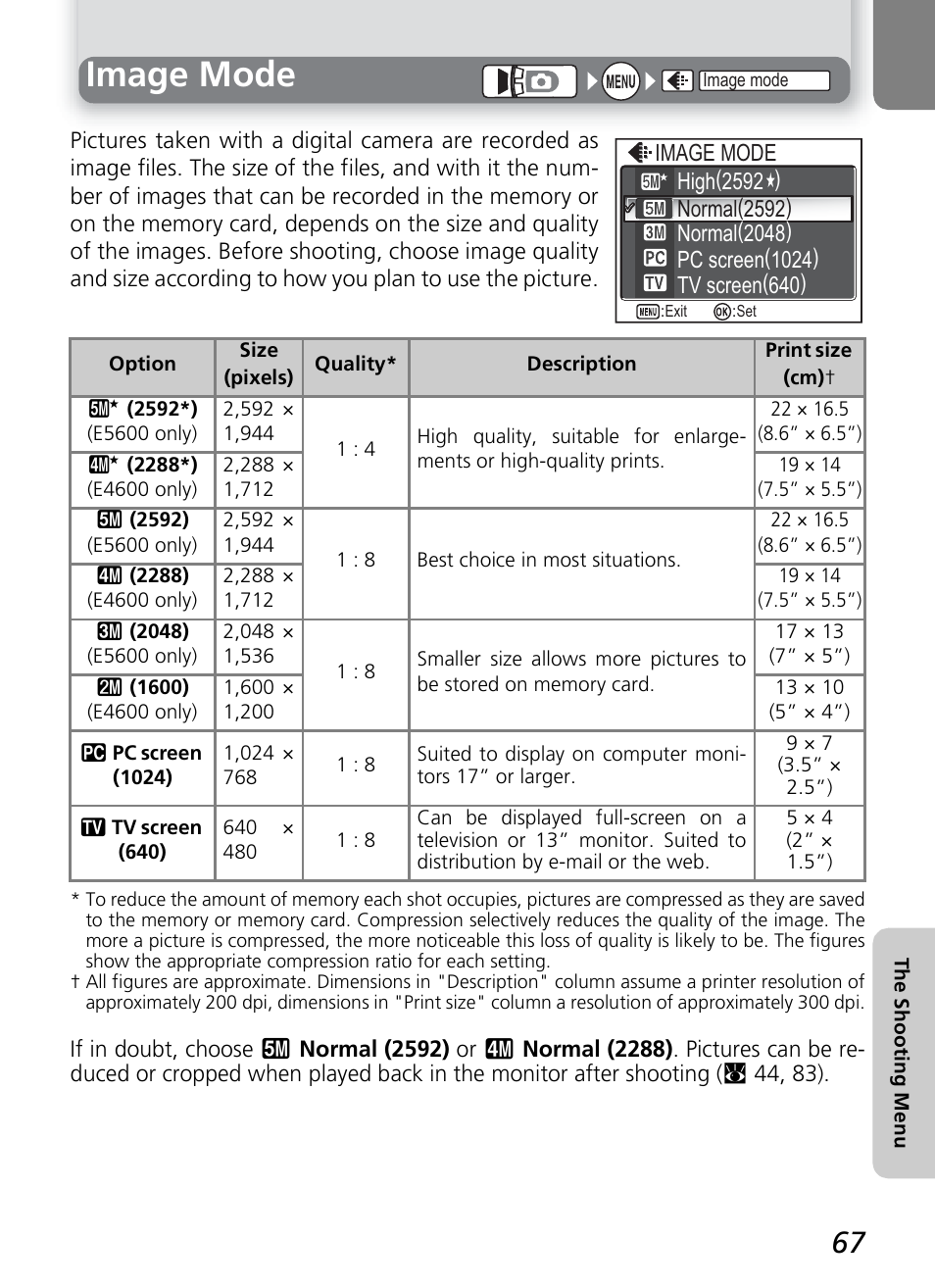 Image mode | Nikon COOLPIX4600 User Manual | Page 77 / 128