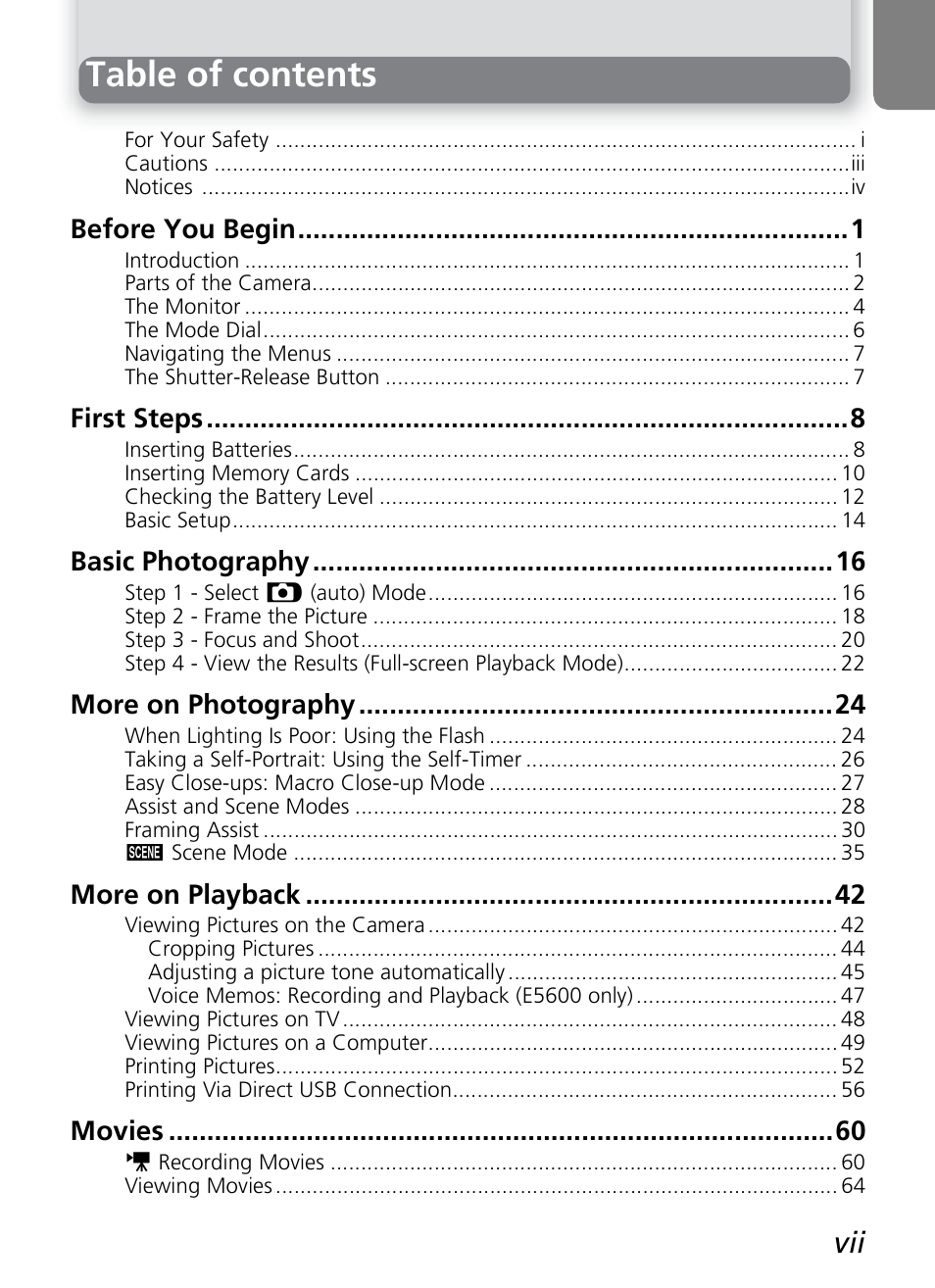 Nikon COOLPIX4600 User Manual | Page 9 / 128