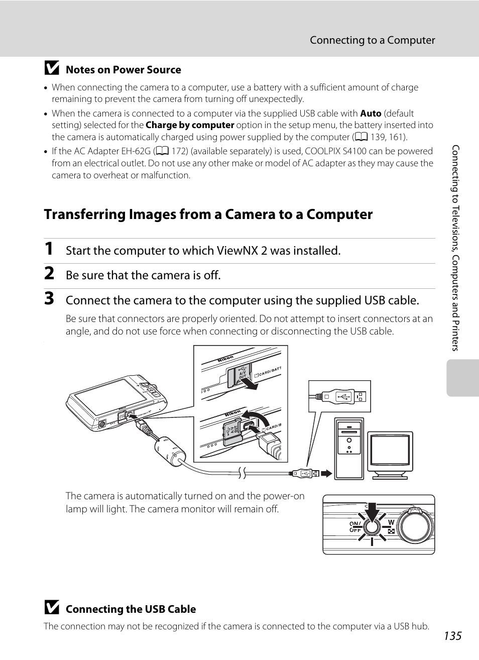 Transferring images from a camera to a computer | Nikon Coolpix S4100 User Manual | Page 147 / 208