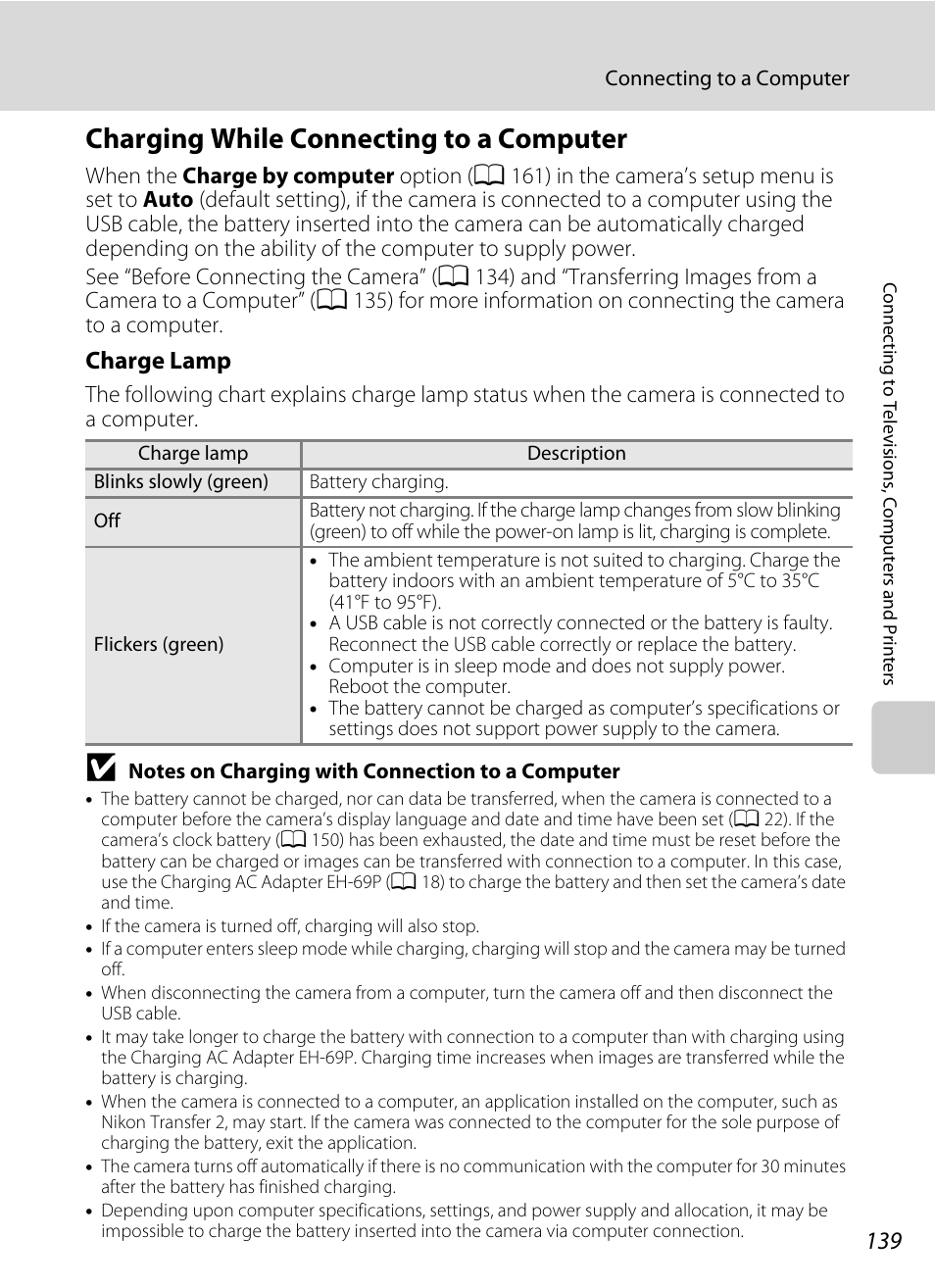 Charging while connecting to a computer, Charge lamp | Nikon Coolpix S4100 User Manual | Page 151 / 208