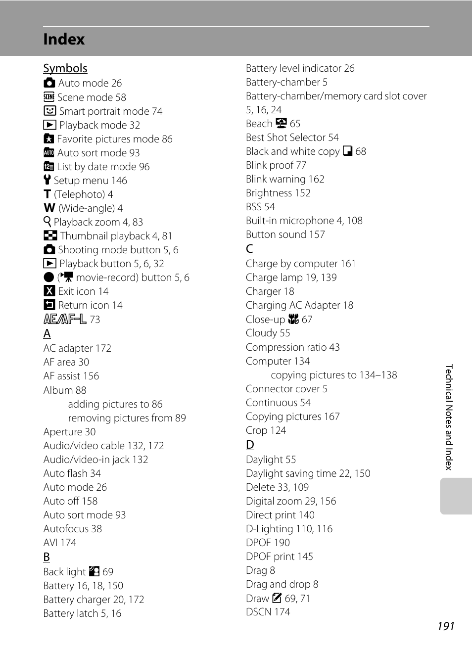 Index | Nikon Coolpix S4100 User Manual | Page 203 / 208