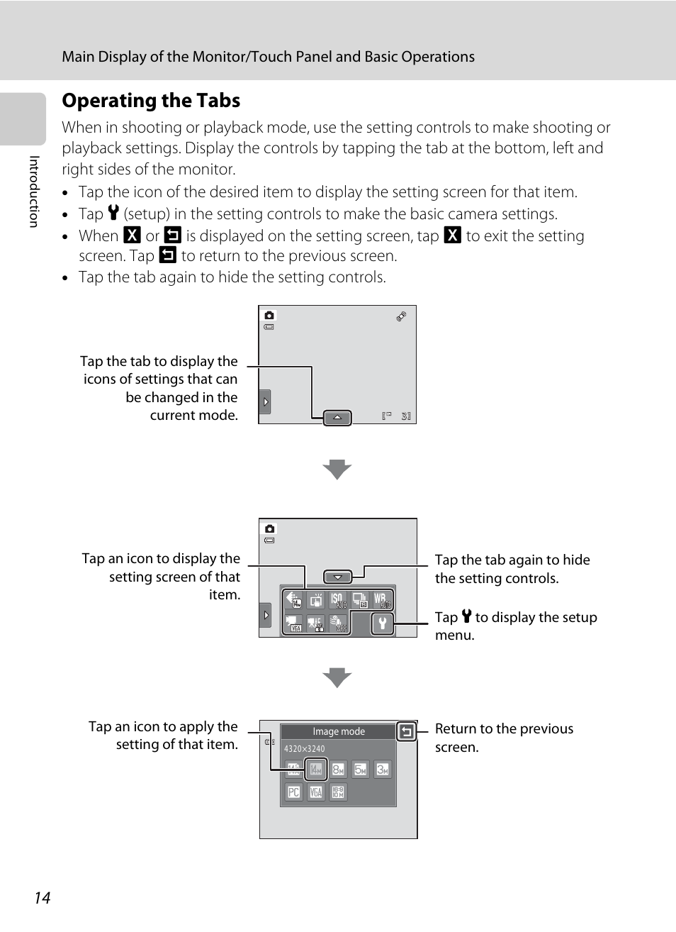 Operating the tabs, A 14, Changed | A 14) | Nikon Coolpix S4100 User Manual | Page 26 / 208