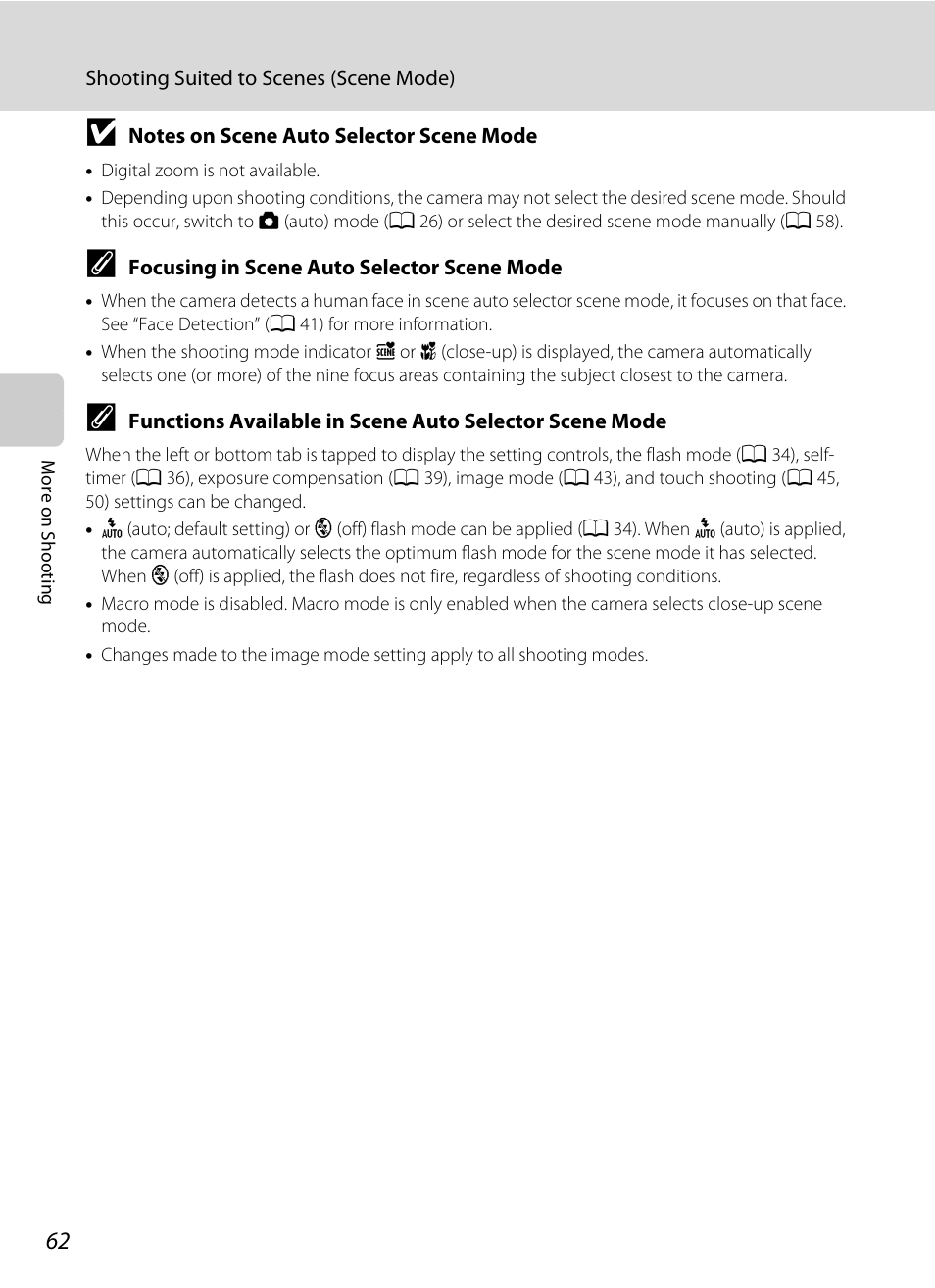 A 62), A 62) is ena | Nikon Coolpix S4100 User Manual | Page 74 / 208