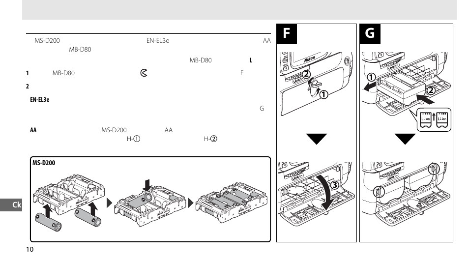 插入电池 | Nikon MB-D80 User Manual | Page 113 / 138
