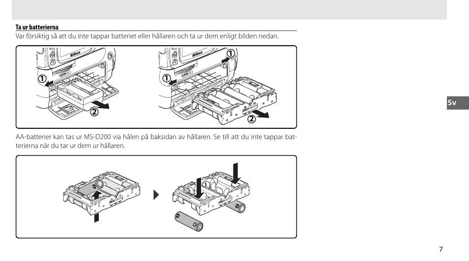 Ta ur batterierna | Nikon MB-D80 User Manual | Page 54 / 138