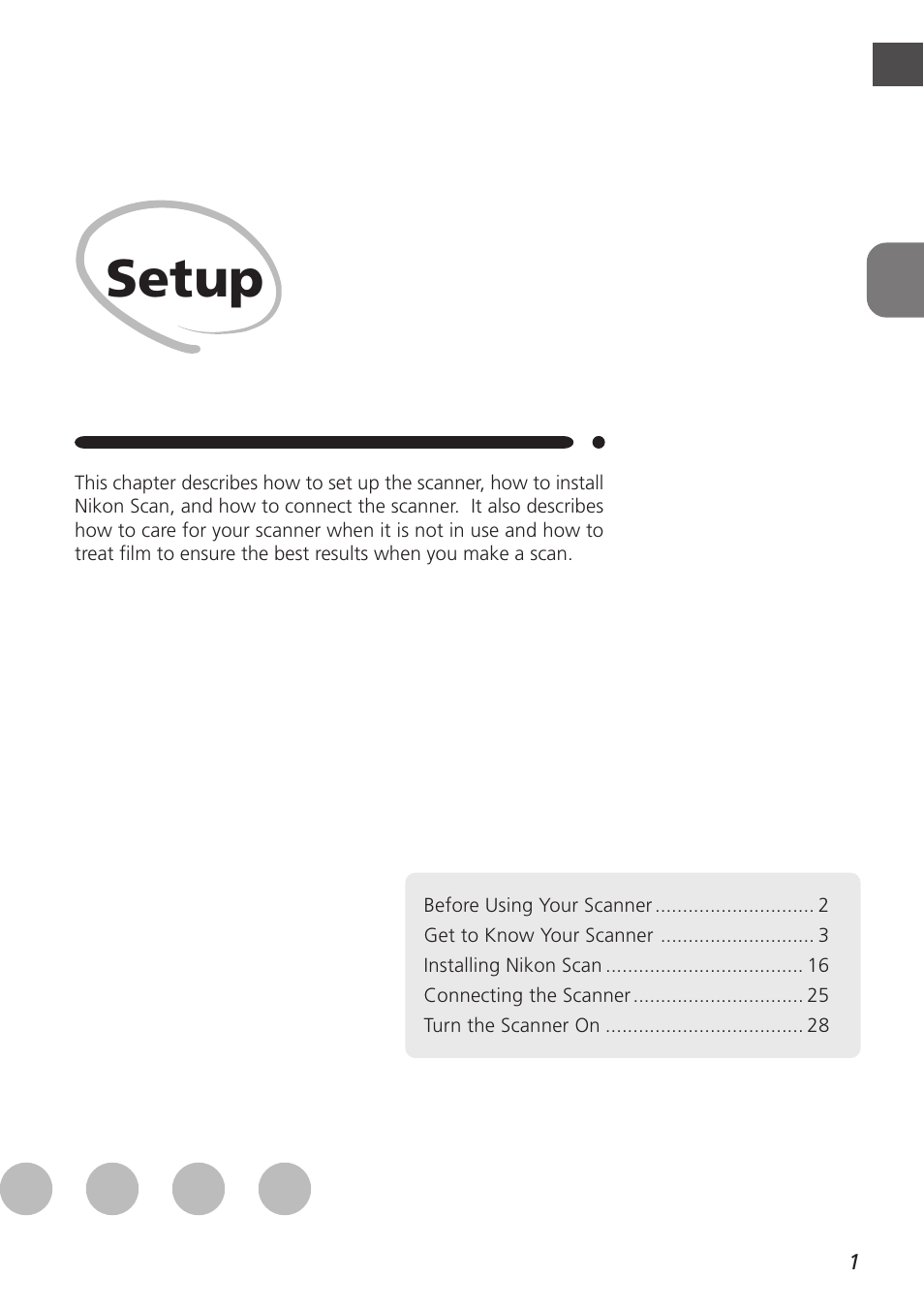 Setup | Nikon LS4000 User Manual | Page 11 / 160