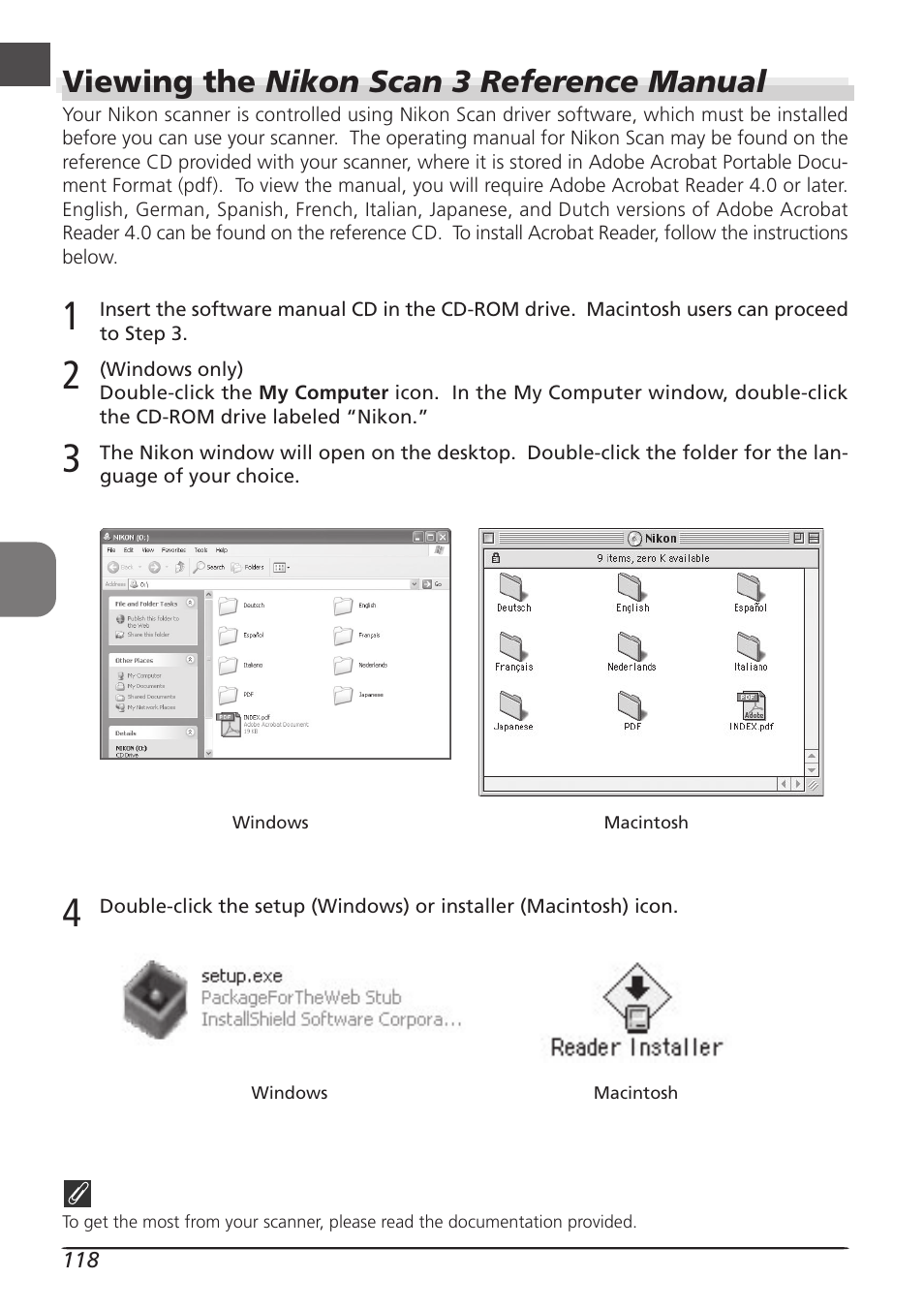 Viewing the nikon scan 3 reference manual | Nikon LS4000 User Manual | Page 128 / 160