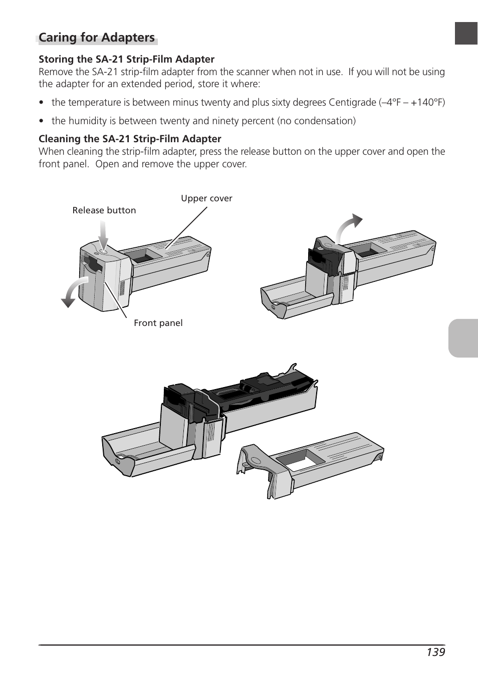 Caring for adapters | Nikon LS4000 User Manual | Page 149 / 160