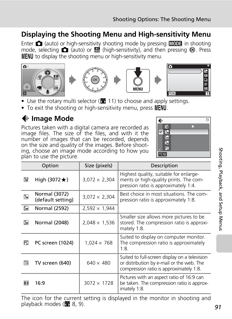 Image mode, Mode (c 91, C 91) be a | C 91, Zimage mode | Nikon Coolpix S50c User Manual | Page 105 / 195