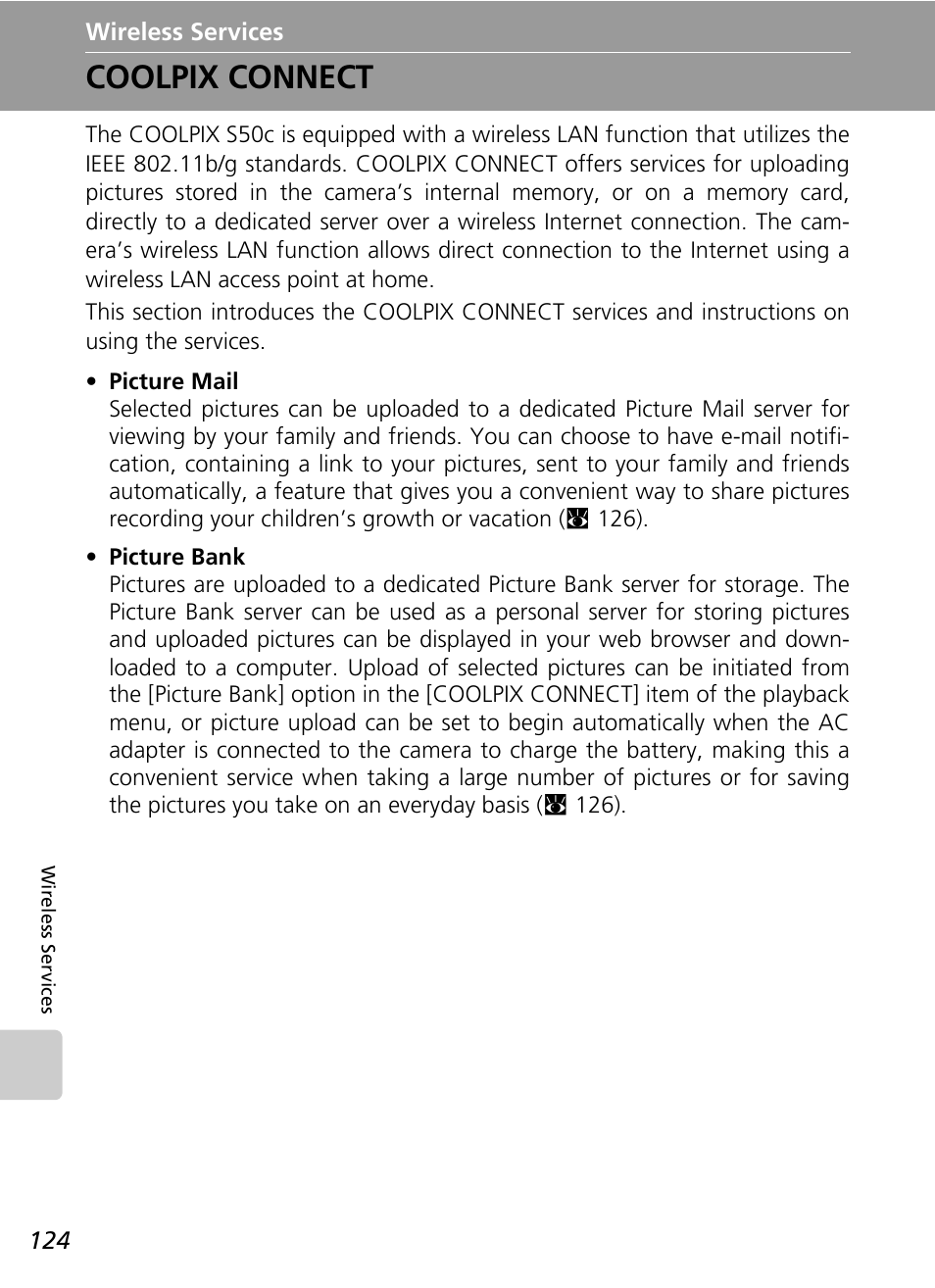 Wireless services, Coolpix connect | Nikon Coolpix S50c User Manual | Page 138 / 195
