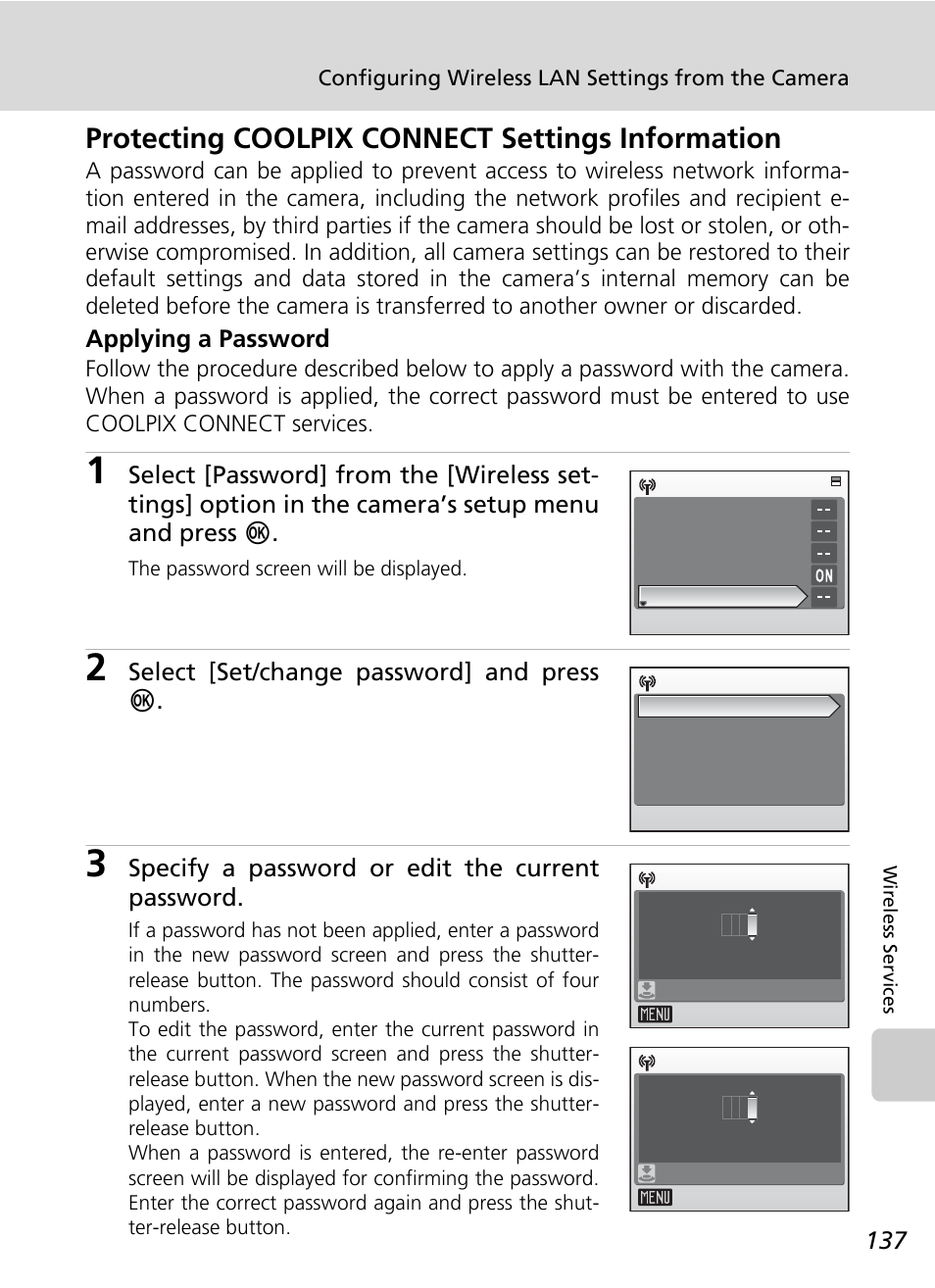 Protecting coolpix connect settings information, Ed (c 137 | Nikon Coolpix S50c User Manual | Page 151 / 195