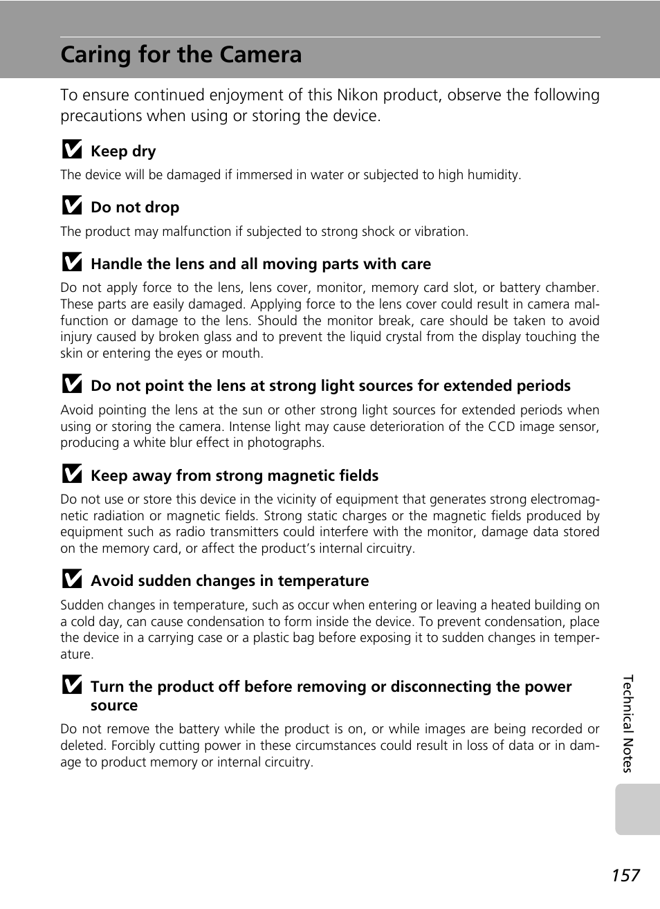 Caring for the camera, C 157 | Nikon Coolpix S50c User Manual | Page 171 / 195