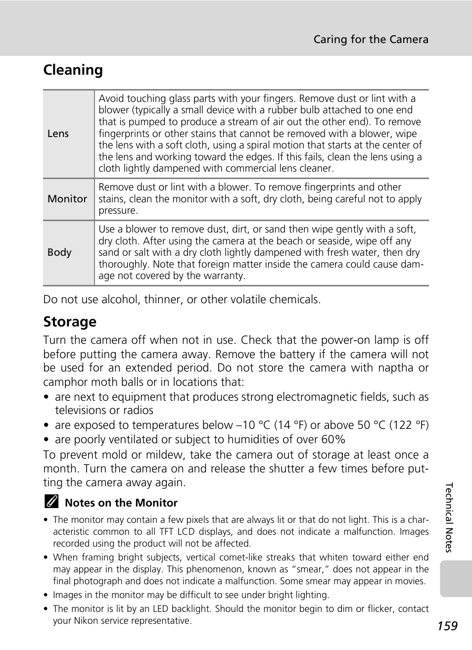 Cleaning, Storage, Cleaning storage | Nikon Coolpix S50c User Manual | Page 173 / 195