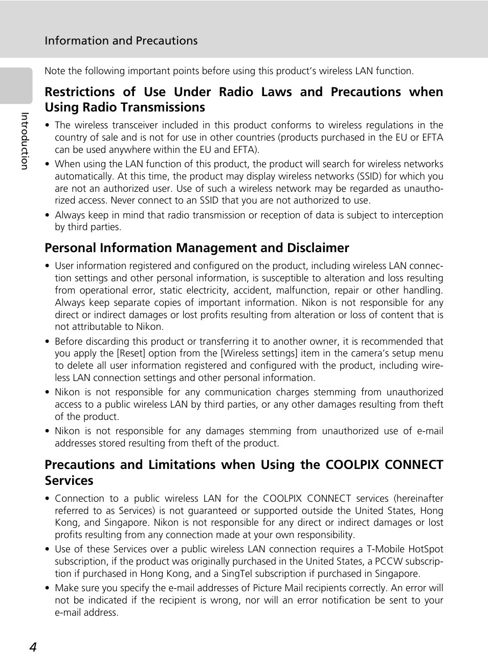 Personal information management and disclaimer | Nikon Coolpix S50c User Manual | Page 18 / 195