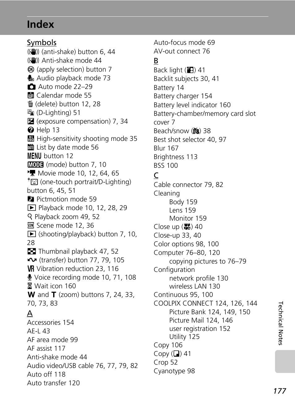 Index | Nikon Coolpix S50c User Manual | Page 191 / 195