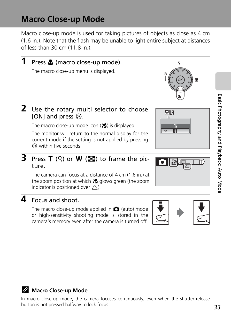 Macro close-up mode, C 33, C 33) | Nikon Coolpix S50c User Manual | Page 47 / 195