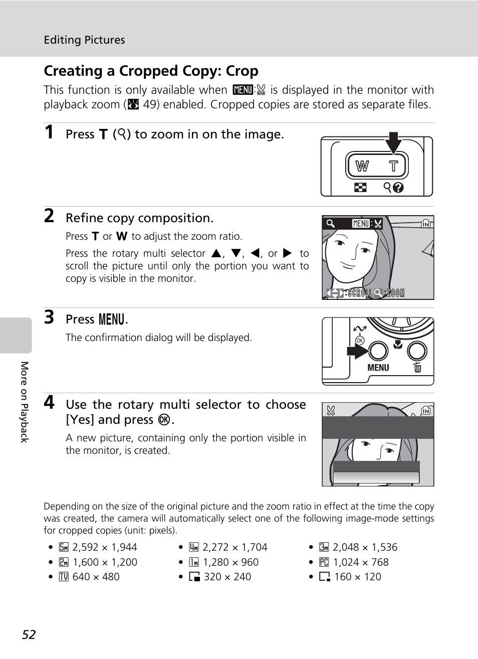 Creating a cropped copy: crop | Nikon Coolpix S50c User Manual | Page 66 / 195