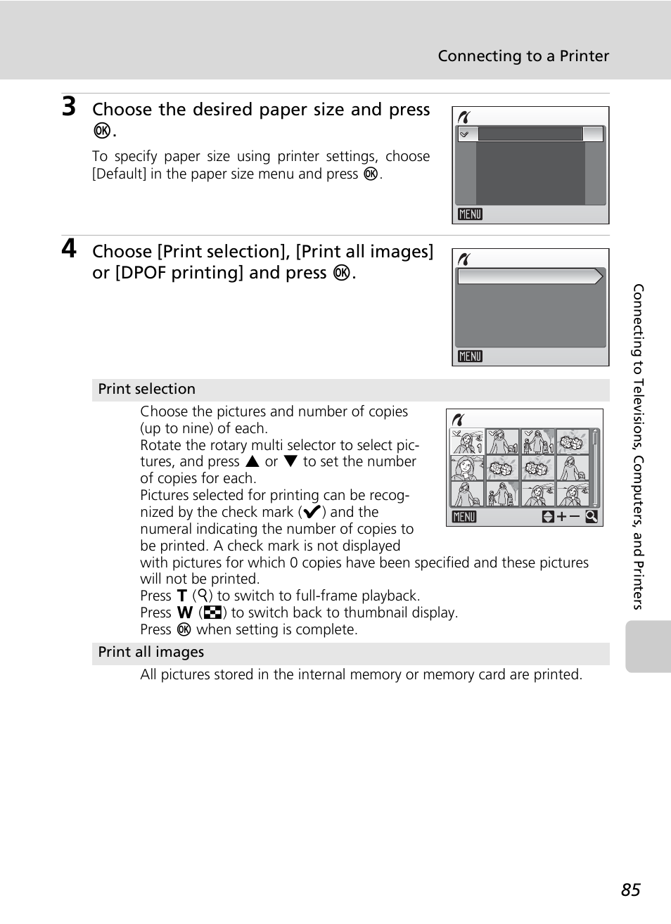 Choose the desired paper size and press d | Nikon Coolpix S50c User Manual | Page 99 / 195