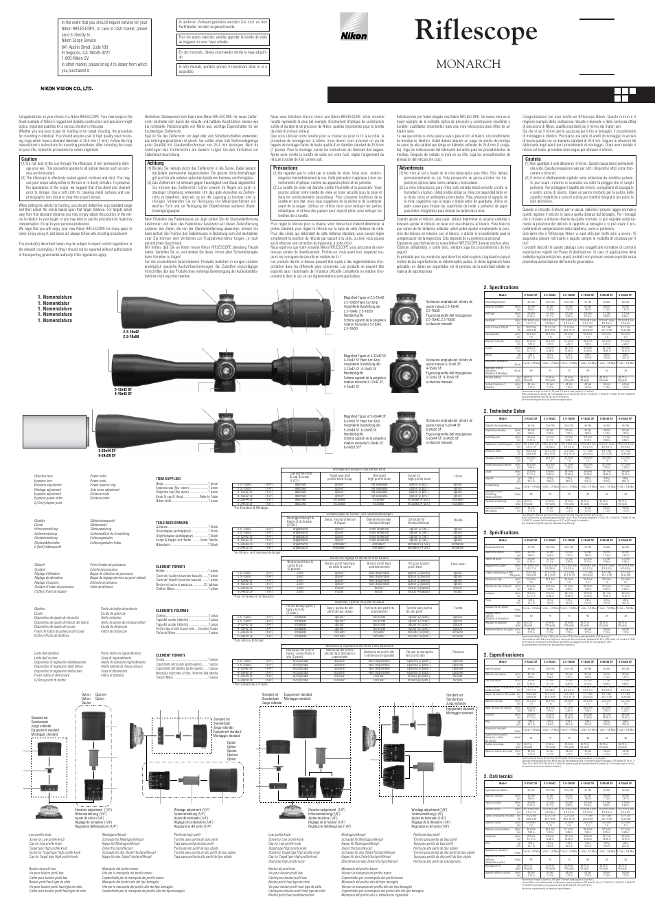 Nikon Riflescope MONARCH III User Manual | 2 pages