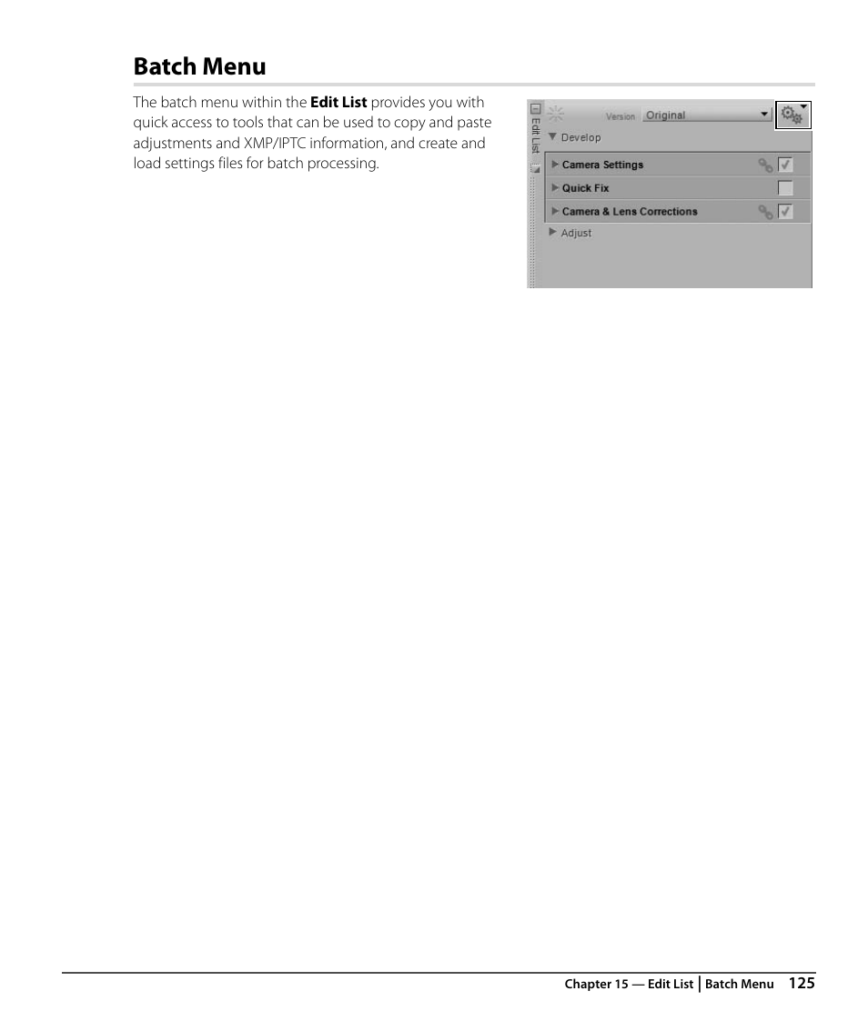 Batch menu | Nikon CAPTURE NX2 User Manual | Page 127 / 268